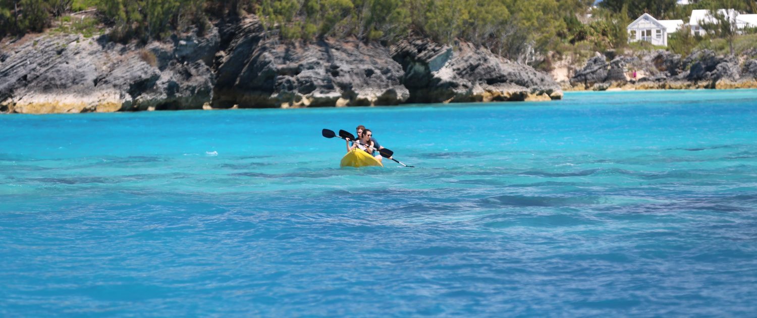 Kayak in the blue water of Bermuda